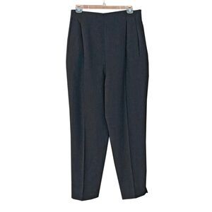 Vintage Amber Stone Petite Pleated Tapered Pants Size 10P Charcoal Gray Wool